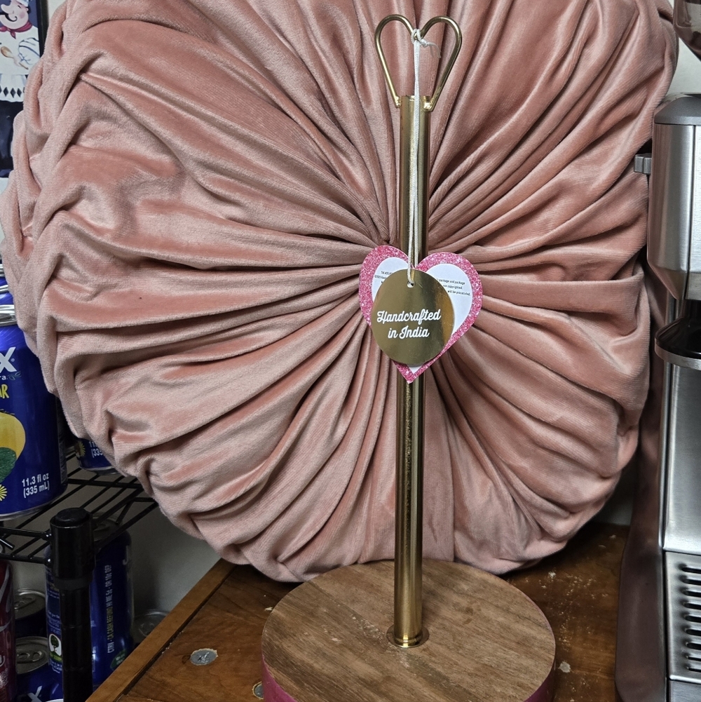 Gold and Pink Paper Towel Holder